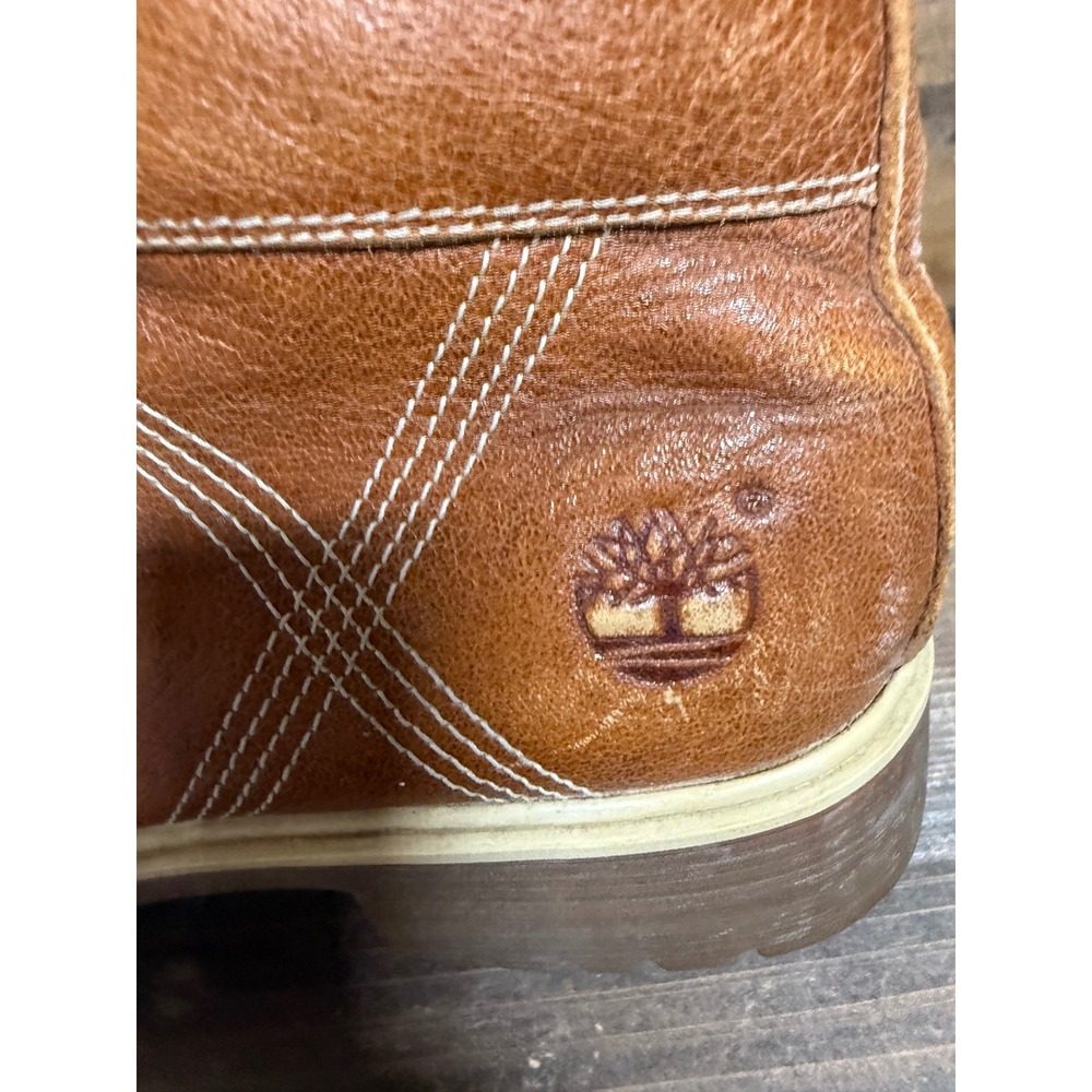 Timberland Brown Leather Side Zip Ankle Boots Lug Sole Womens Size 8 - Picture 3 of 9
